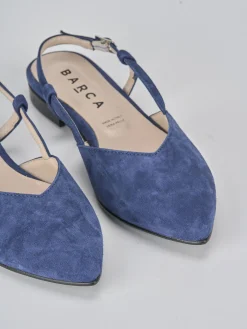 Ballerine tacco 1cm camoscio blu