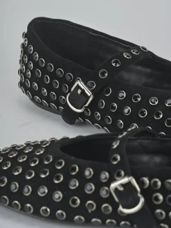 Ballerine tacco 1cm camoscio nero