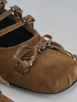 Ballerine tacco 1cm camoscio marrone