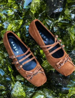 Ballerine tacco 1cm camoscio marrone