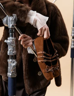 Ballerine tacco 1cm camoscio marrone