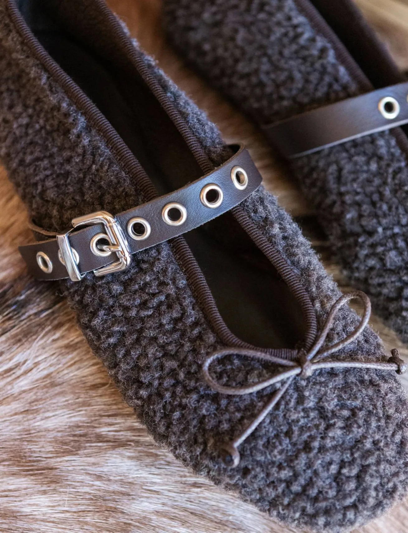 Ballerine tacco 1cm camoscio testa