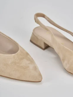 Ballerine tacco 1cm camoscio marrone