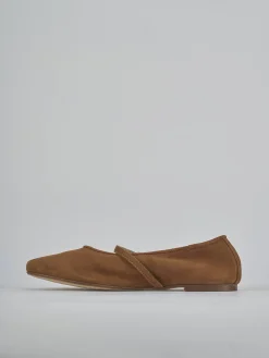 Ballerine tacco 1cm camoscio marrone