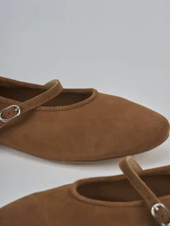 Ballerine tacco 1cm camoscio marrone