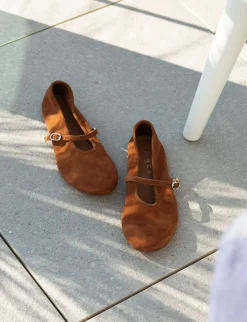 Ballerine tacco 1cm camoscio marrone