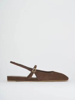 Ballerine tacco 1cm camoscio marrone