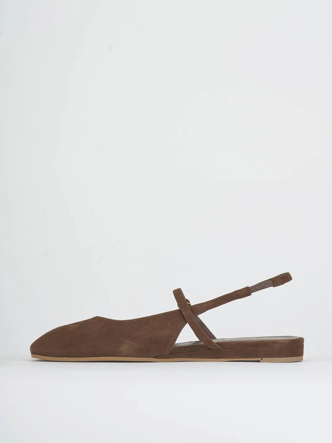 Ballerine tacco 1cm camoscio marrone