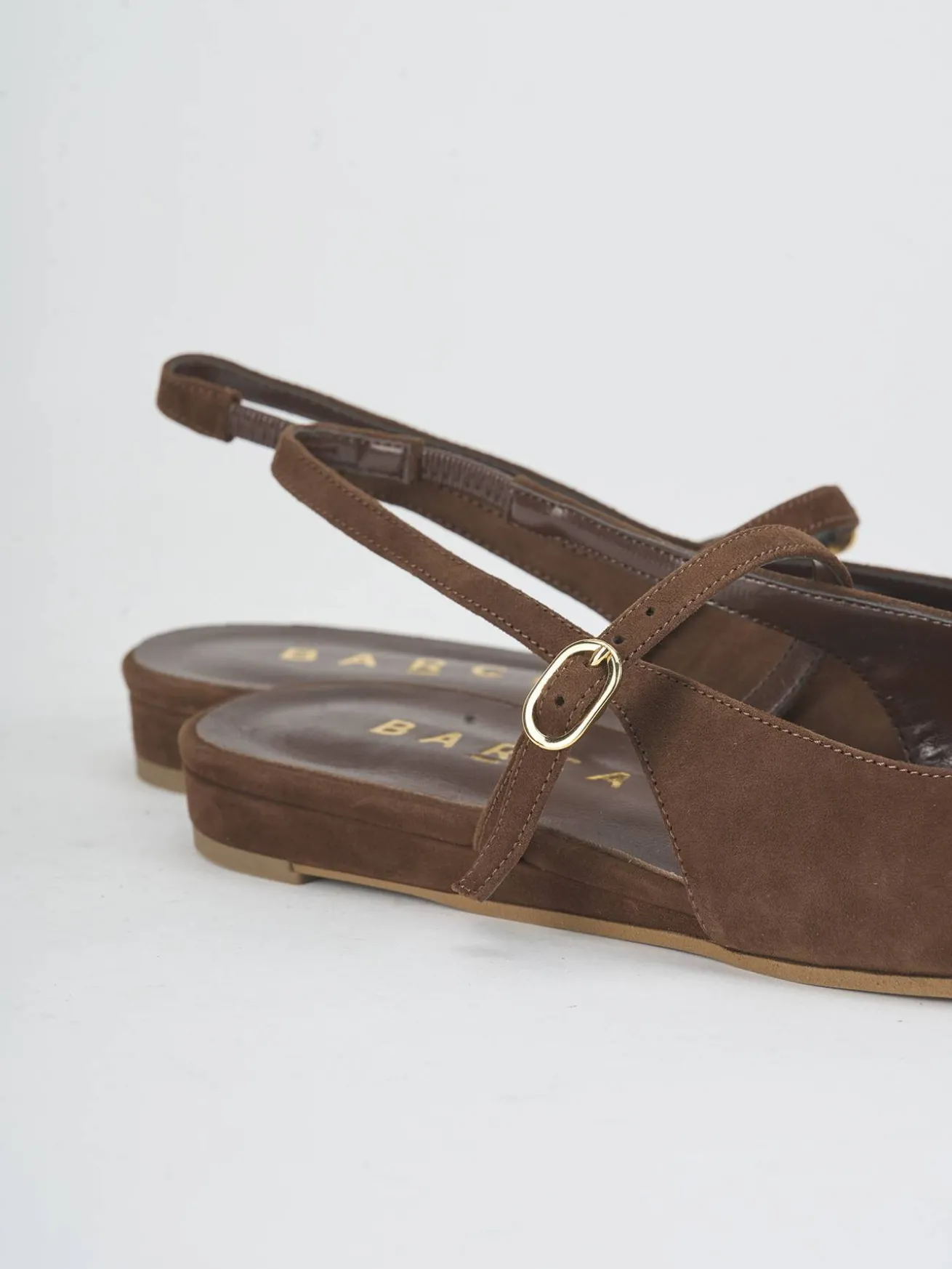 Ballerine tacco 1cm camoscio marrone