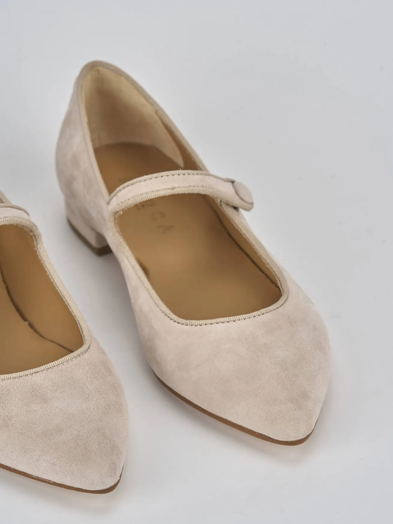 Ballerine tacco 1cm camoscio rosa