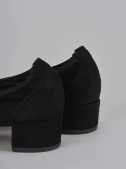 Ballerine tacco 4cm camoscio nero