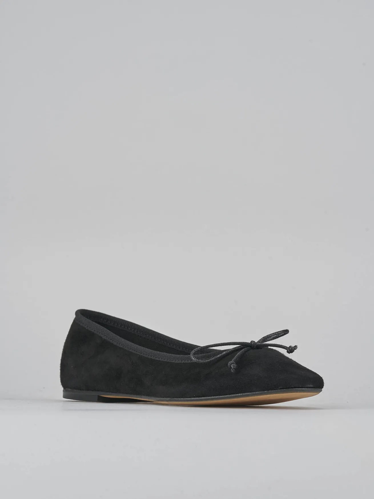 Ballerine tacco 1cm camoscio nero