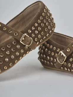 Ballerine tacco 1cm camoscio marrone