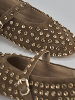 Ballerine tacco 1cm camoscio marrone