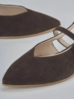 Ballerine tacco 1cm camoscio testa