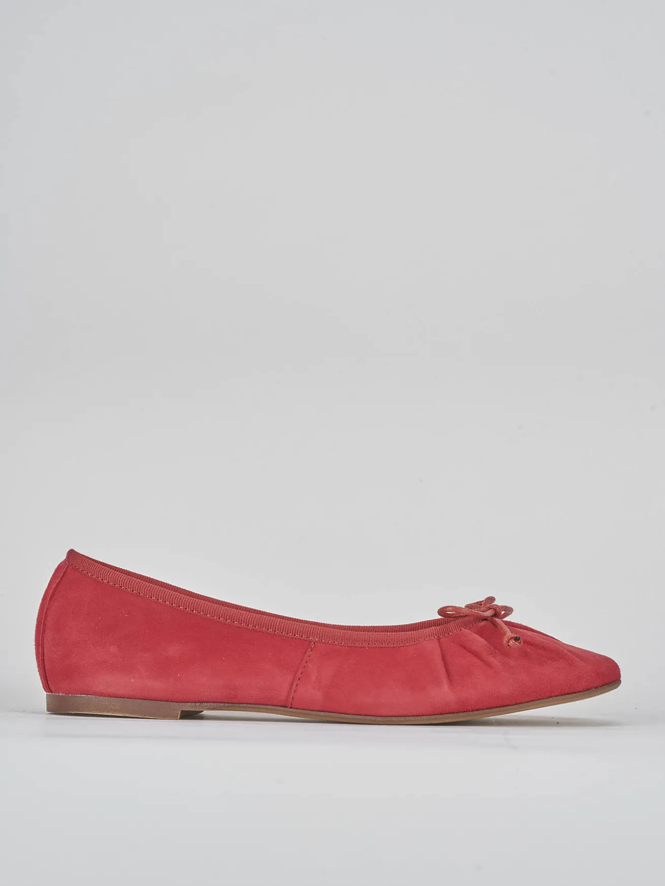 Ballerine tacco 1cm camoscio rosso