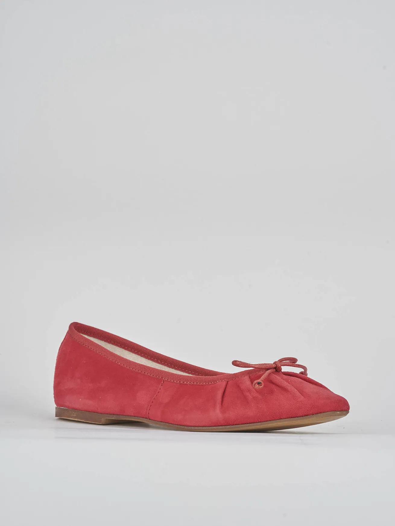 Ballerine tacco 1cm camoscio rosso