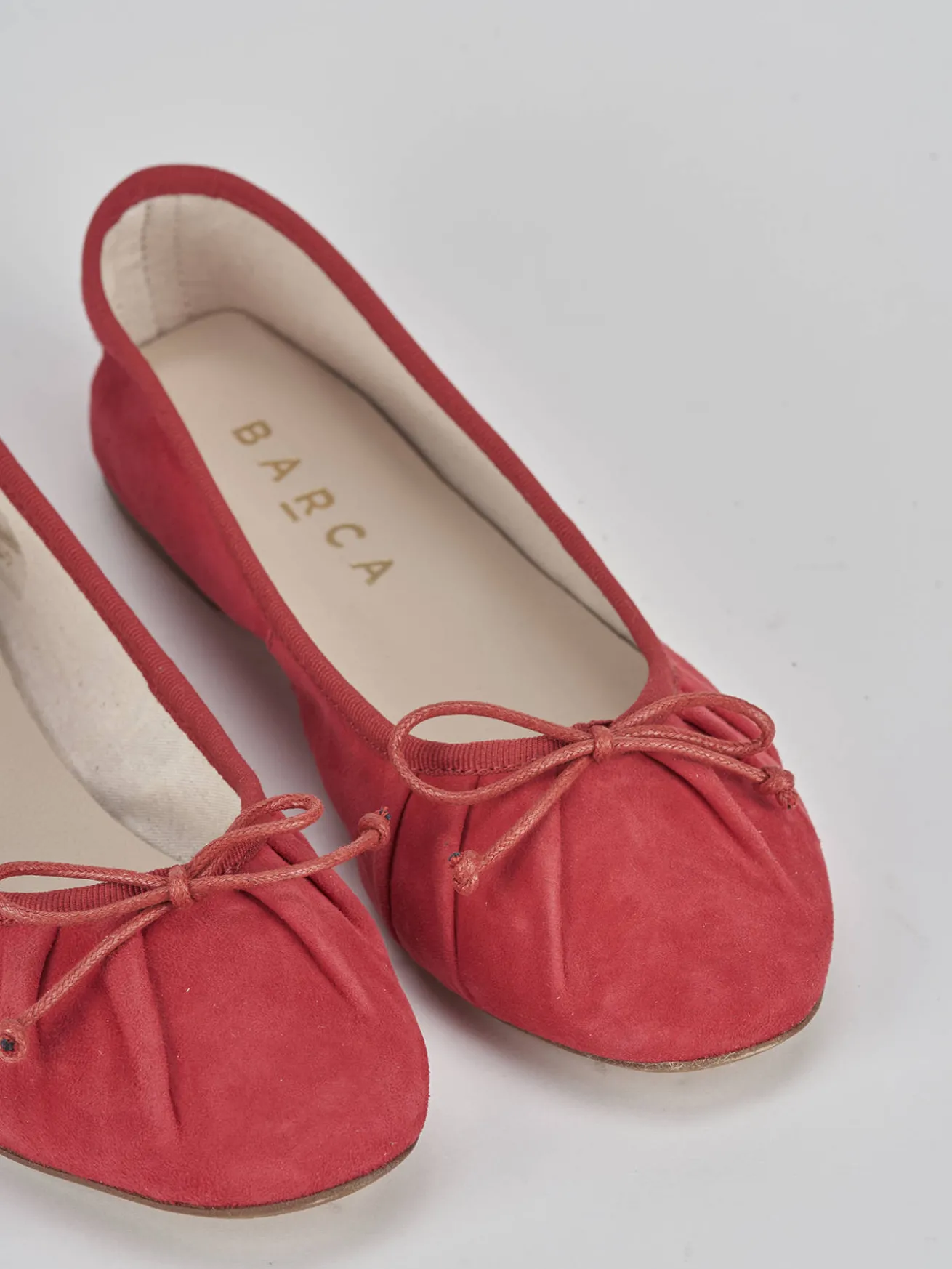 Ballerine tacco 1cm camoscio rosso