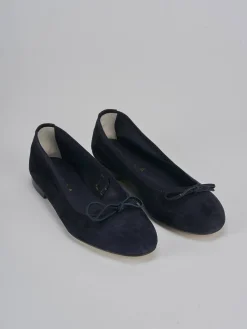 Ballerine tacco 1cm camoscio blu