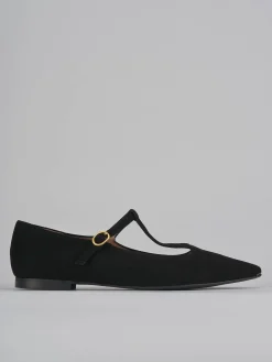 Ballerine tacco 1cm camoscio nero
