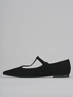 Ballerine tacco 1cm camoscio nero