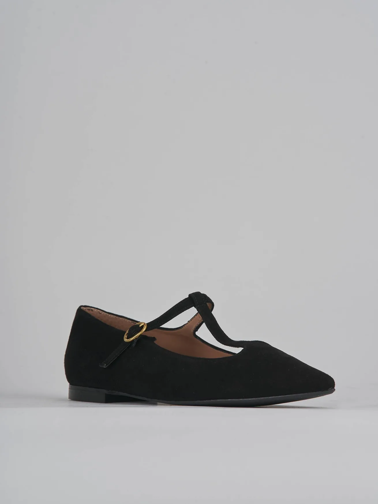 Ballerine tacco 1cm camoscio nero