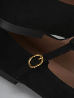 Ballerine tacco 1cm camoscio nero