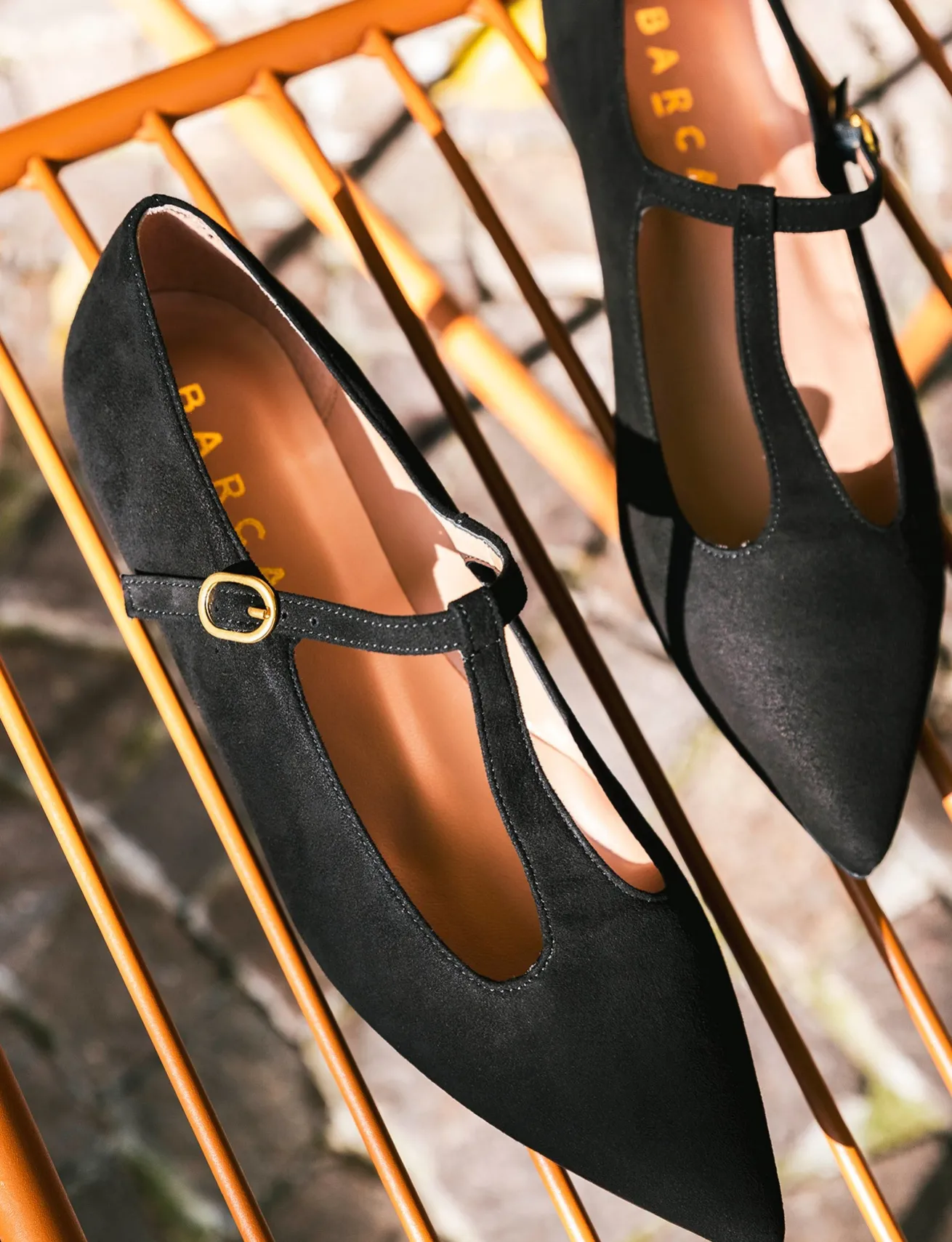 Ballerine tacco 1cm camoscio nero