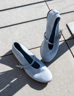 Ballerine tacco 1cm camoscio jeans