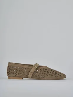 Ballerine tacco 1cm camoscio marrone