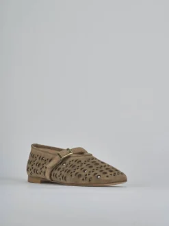 Ballerine tacco 1cm camoscio marrone