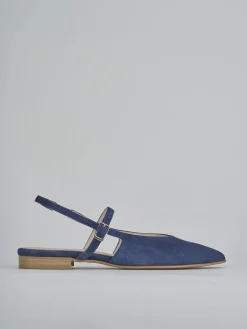 Ballerine tacco 1cm camoscio blu