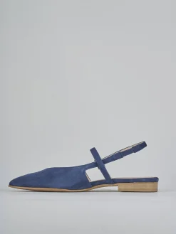 Ballerine tacco 1cm camoscio blu