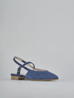Ballerine tacco 1cm camoscio blu