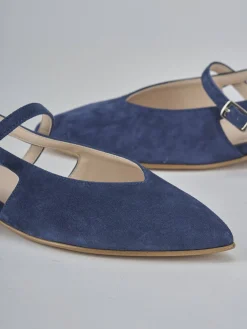 Ballerine tacco 1cm camoscio blu