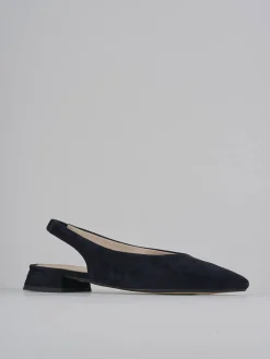 Ballerine tacco 1cm camoscio blu