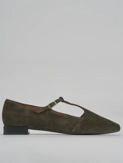 Ballerine tacco 1cm camoscio verde