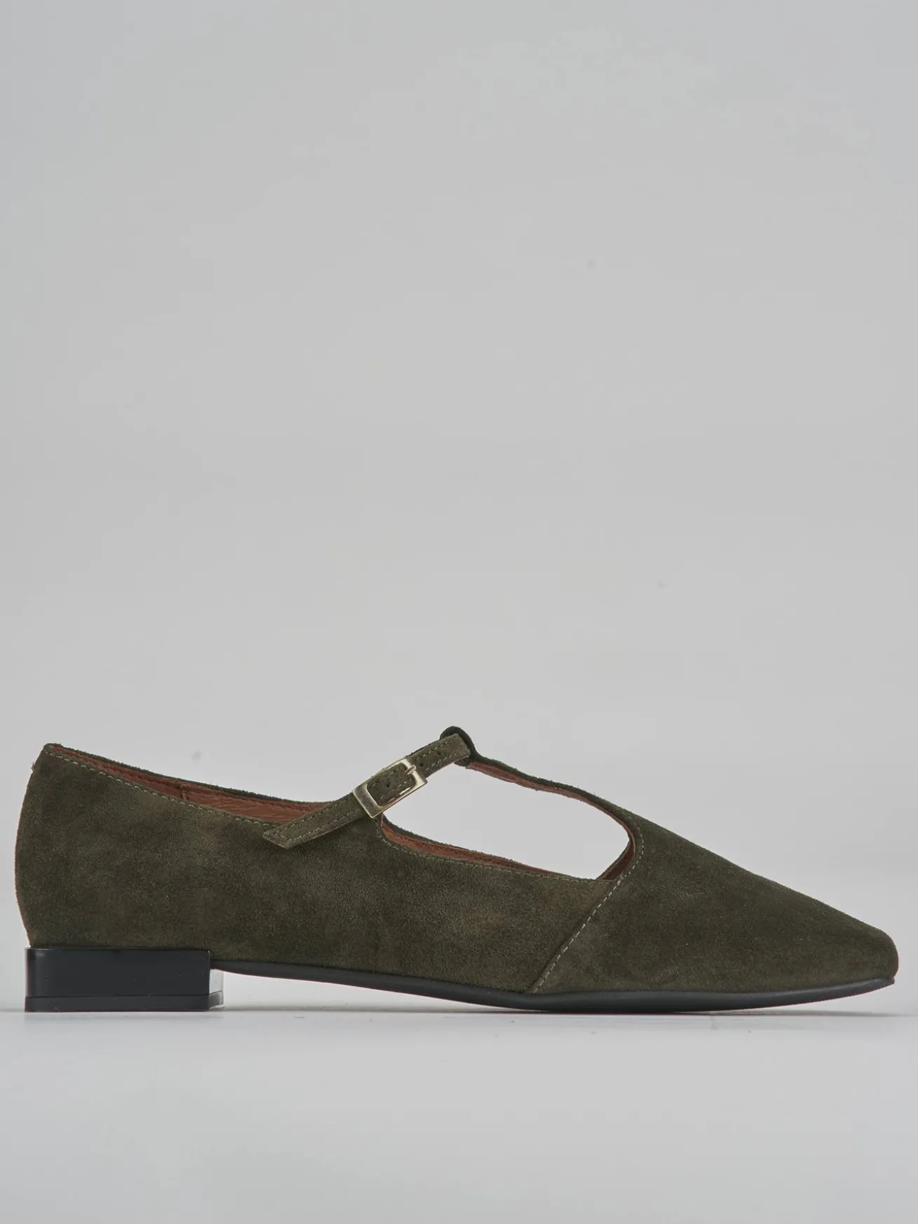 Ballerine tacco 1cm camoscio verde