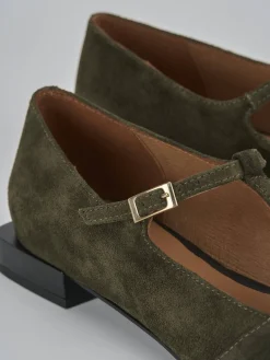 Ballerine tacco 1cm camoscio verde