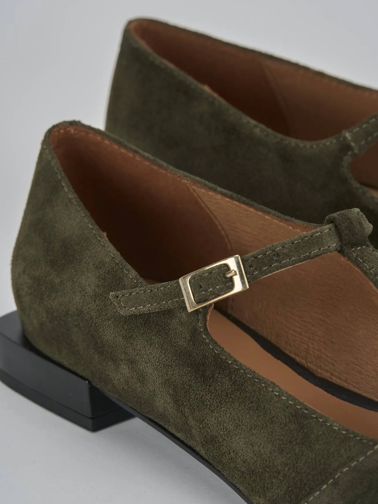 Ballerine tacco 1cm camoscio verde