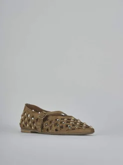 Ballerine tacco 1cm camoscio marrone