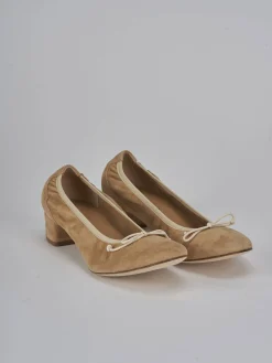 Ballerine tacco 4cm camoscio beige