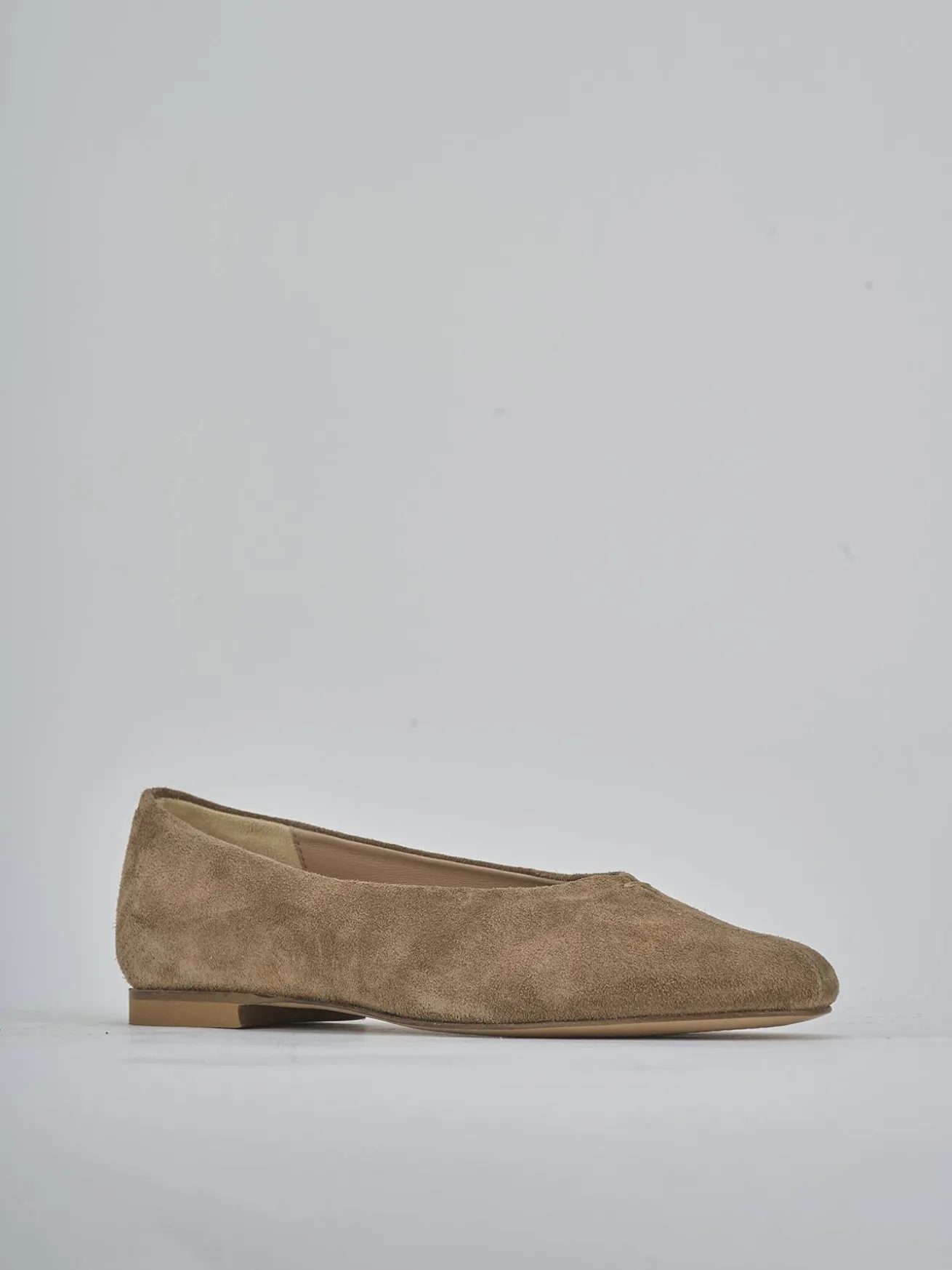 Ballerine tacco 1cm camoscio marrone