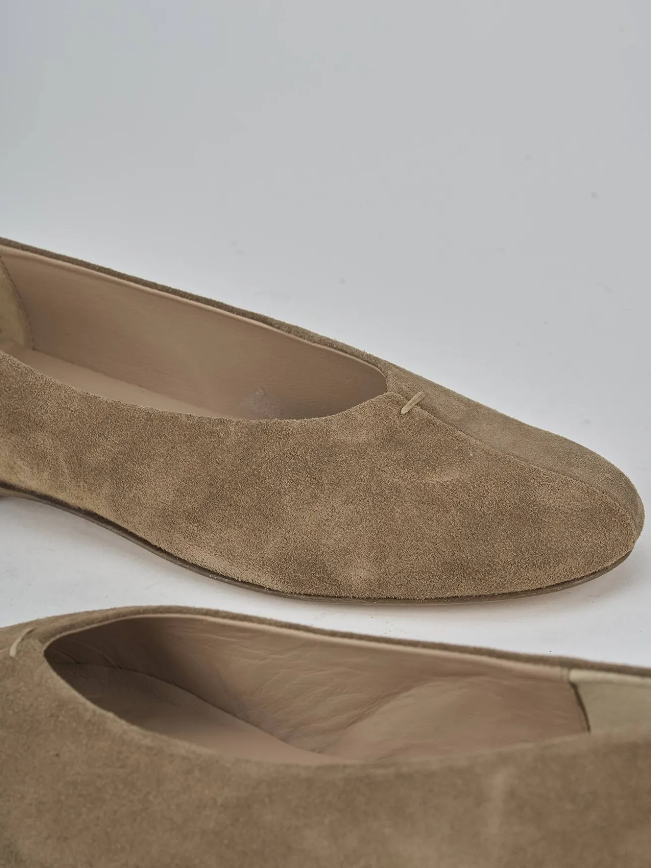 Ballerine tacco 1cm camoscio marrone