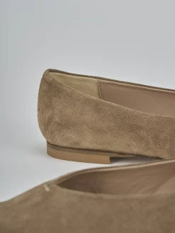 Ballerine tacco 1cm camoscio marrone