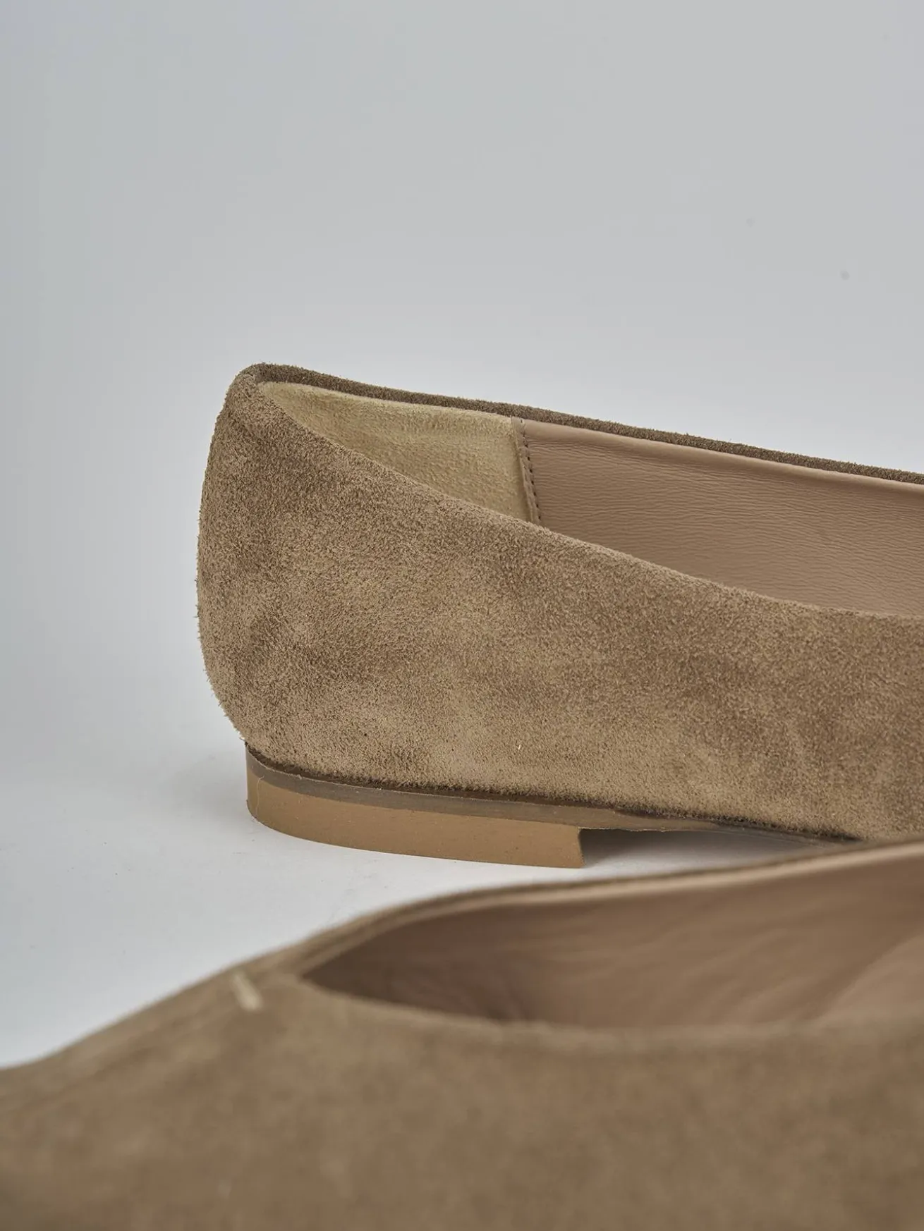 Ballerine tacco 1cm camoscio marrone