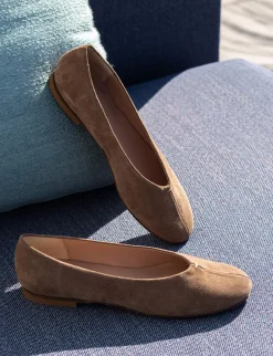 Ballerine tacco 1cm camoscio marrone