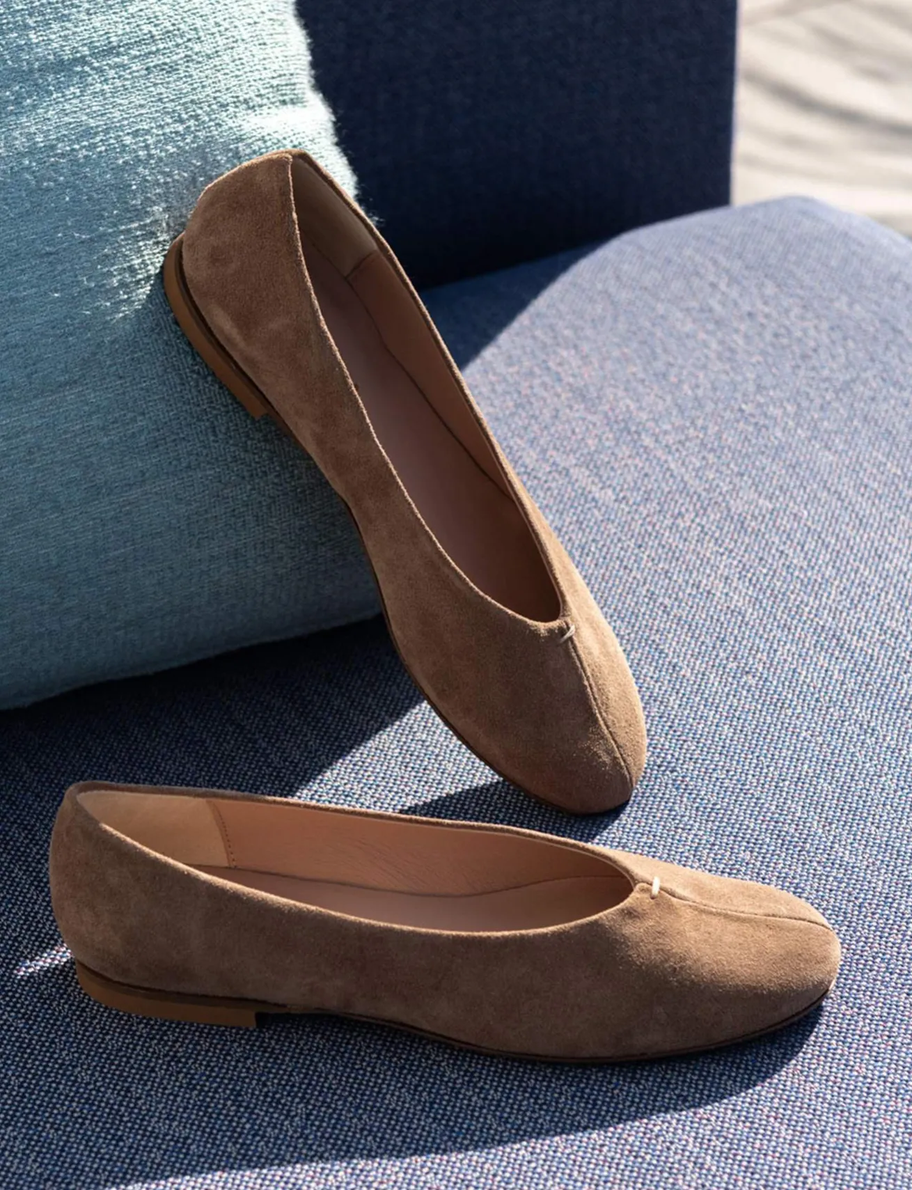 Ballerine tacco 1cm camoscio marrone