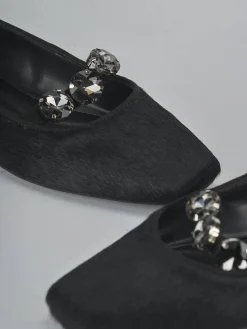 Ballerine tacco 1cm cavallino nero