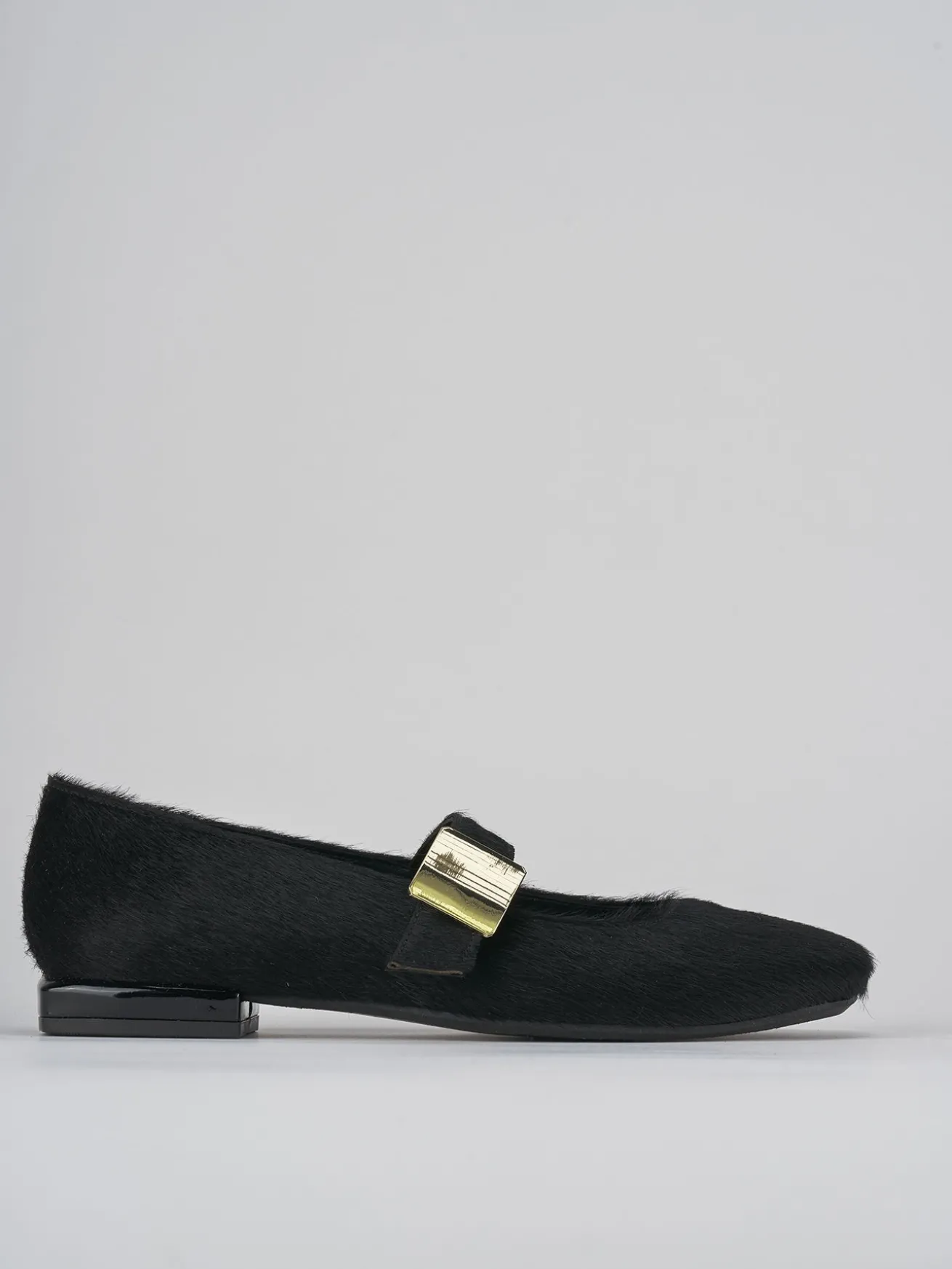 Ballerine tacco 1cm cavallino nero